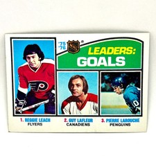 1976 Topps NHL Goals Leaders - #1 Reggie Leach Guy LaFleur Pierre Larouche EX