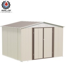 10x8FT Outdoor Storage Shed w/Foundation,White Aluminum Alloy Frame  Hinge Door
