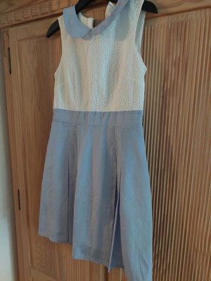 Süßes Sommer Kleid Gr.S/36 SAVIDA blau weiß 96%PE 4%BW Bubikragen o.Arm