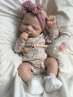 Silikon Reborn Puppe - Gewichtetes Newborn Girl - Reborn - Offener Mund - Bezaubernd  