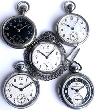 Five Pocket Watches Vintage Ingersoll Radiolite Smiths Made In Great Britain