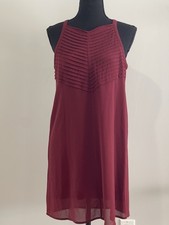 C.Luce S Elegant Burgundy Sleeveless Mini Dress with Keyhole Back 236