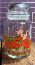 Strawberry Shortcake Custard The Cat "Delicious" Vintage 80s Glass Lidded Jar