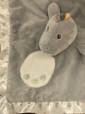 Douglas Dinosaur Baby Lovey Security Blanket Gray Plush Satin Trim