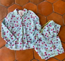 Nick  Nora Blue Raspberry Bluebird Cotton Pajama Set Small NWOT HTF           