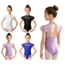 Kids Girls Rompers Press Button Bodysuit Patchwork Leotard Crotch Costume Dance