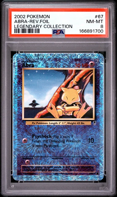 2002 POKEMON LEGENDARY COLLECTION #67 ABRA-REVERSE FOIL PSA 8
