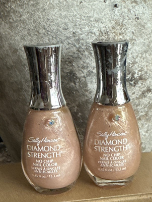 (2) Sally Hansen Diamond Strength Nail Polish Fairy Tale Ivory ~Caps have damage
