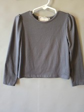 btween Girls Gray Long Sleeve Puff Shoulder T...