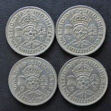 1940s Coins Two 2 Shillings Florin George VI x 4 Job Lot Good Condition