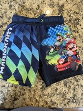Boys Mario Kart Swim Trunks Swim Wear Bathing Suit Shorts Size 4/5