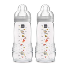 Easy Active Baby Bottles 11oz, Fast Flow Skinsoft Silicone Nipple with Wide Neck