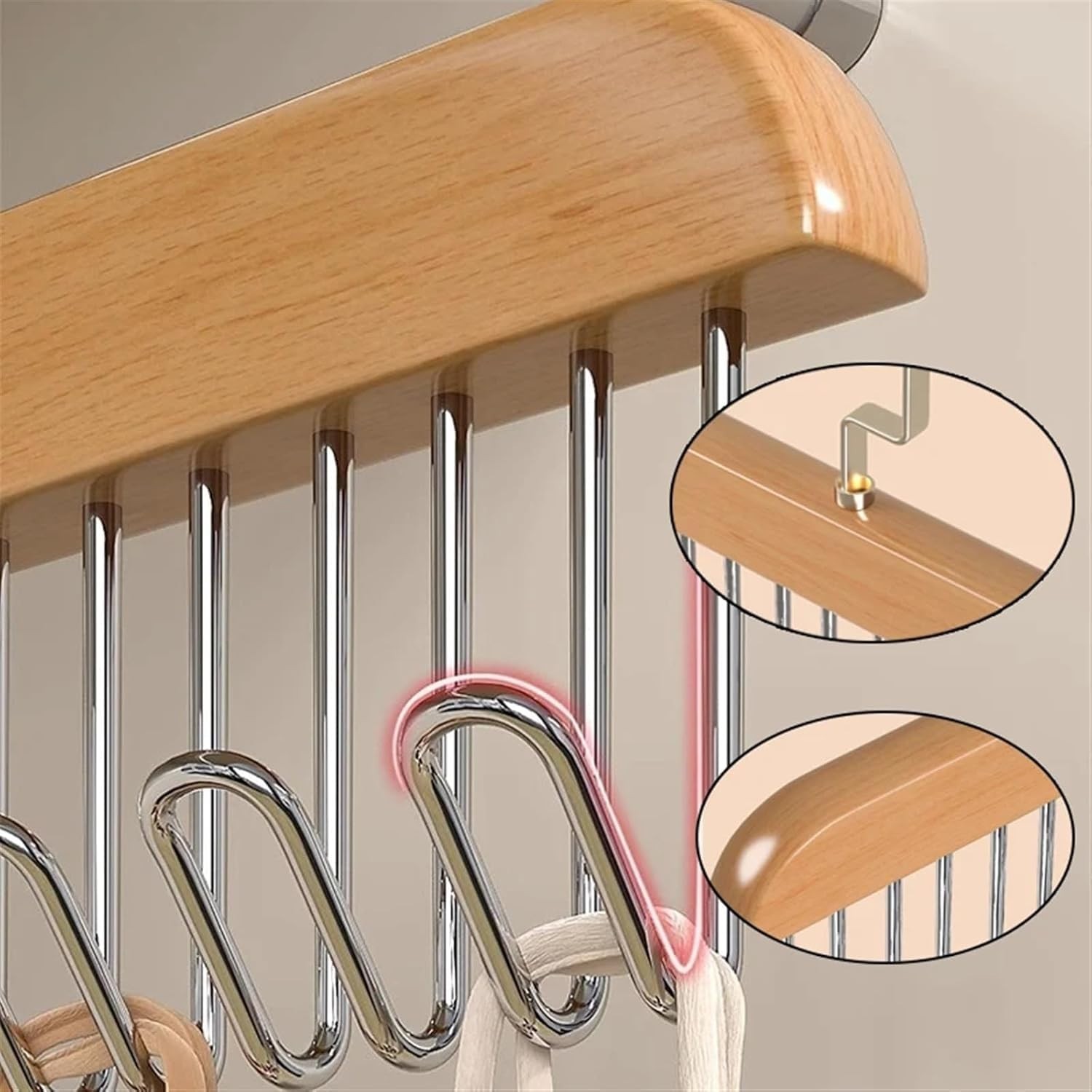 4 Pack Tie Rack Hanger with 8 Metal Hooks, Space Saving Necktie Organizer for Me