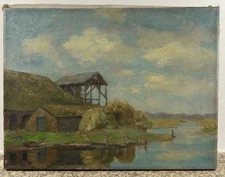 Post-Impressionist Landscape Oil Painting French Or Italian 19th - 20th Century