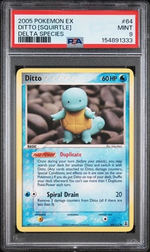 2005 POKEMON EX DELTA SPECIES #64 DITTO [SQUIRTLE] PSA 9