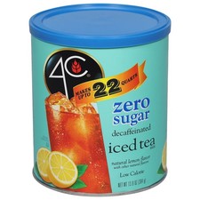 4C Zero Sugar Naturally Decaffeinated Lemon Flavor Iced Tea Mix 13.9 oz. Caniste