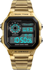 Men's Digital Multi-Function Watches Dual Time Alarm Stopwatch Countdown Backlig
