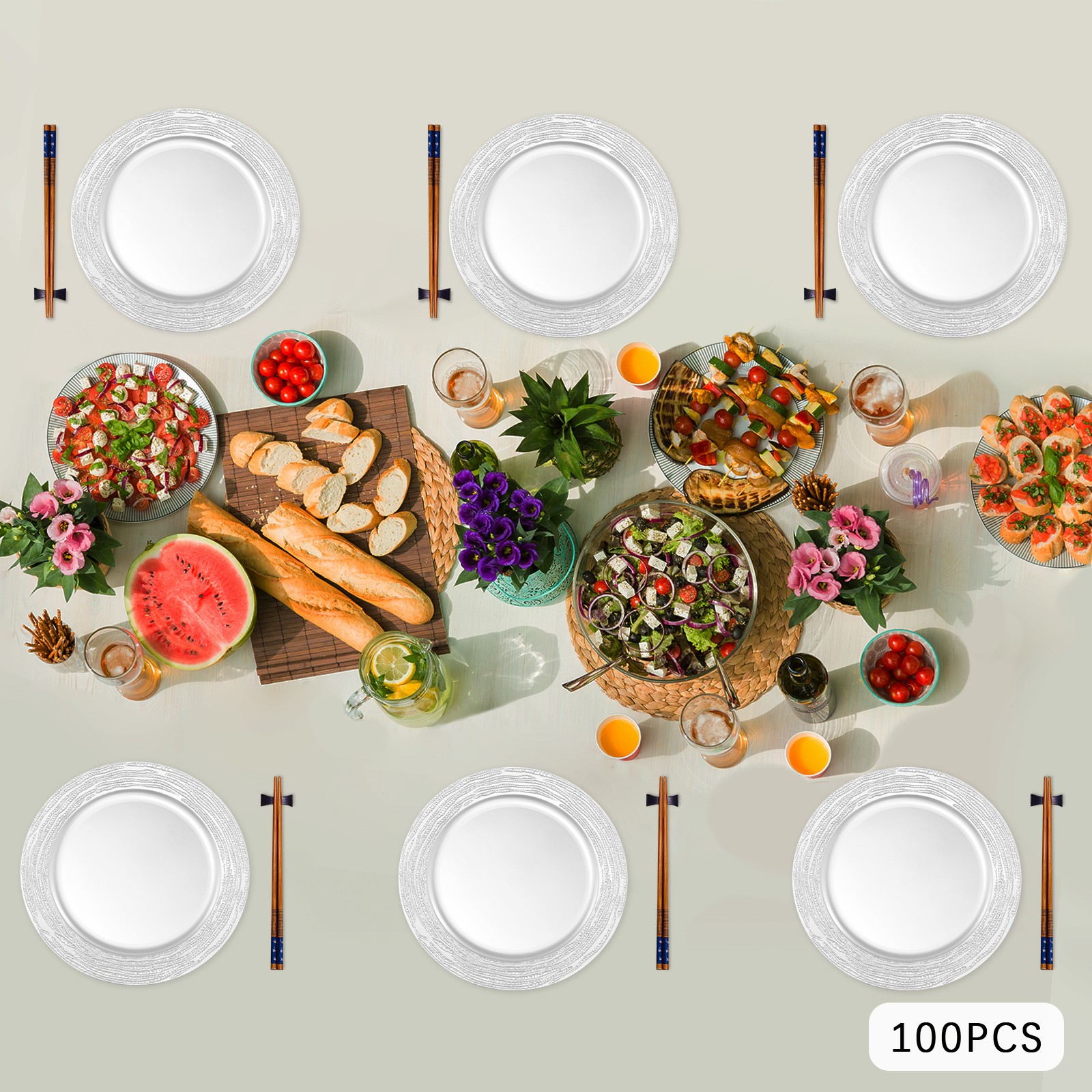 100 Pcs Antique Charger Plates Dinner Charger Plates for Wedding Table Dinner