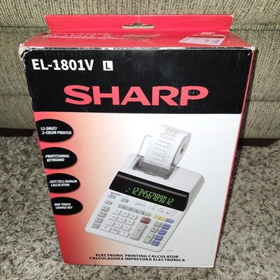 Sharp EL-1801V Electronic Printing Calculator 12 Digit 2 Color Printer Open Box