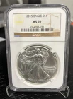 2015 Silver American Eagle $1 NGC MS69 Brown Label