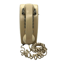 Cortelco Push Button Corded Wall Telephone 255444-VBA-20M Beige Vtg