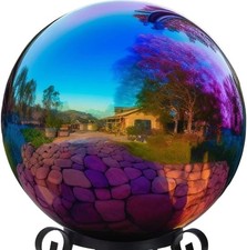 10 Inch Stainless Steel Gazing Globe,Hollow Ball Mirrored Surface Polished Sh...