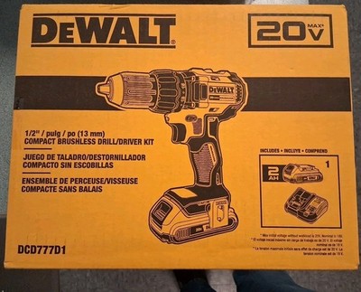 BRAND NEW DeWalt DCD777D1 20V MAX 1/2 COMPACT DRILL DRIVER KIT BATTERY & CHARGER