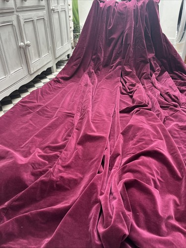 Vintage Cotton Velvet Curtains, Claret Red, Extra Long, 88"W x " 109"L (Lot 1)