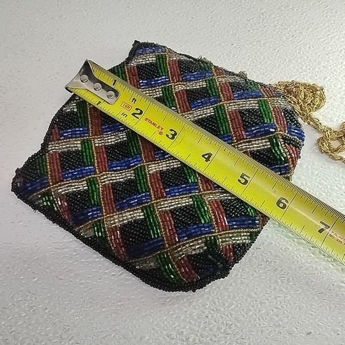 Vintage Beaded Crossbody Purse Small Colorful Artsy Mosaic Evening Bag - Picture 12 of 13