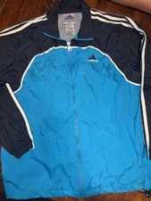 Y2K Vintage Adidas Blue Windbreaker Men Medium