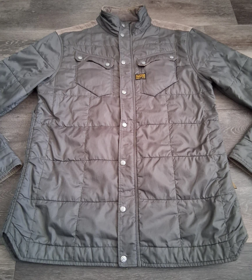 G Star Raw 5620 Ski Quilted Overshirt Jacket Greenish Grey Mens Size Large - Image 4 of 4