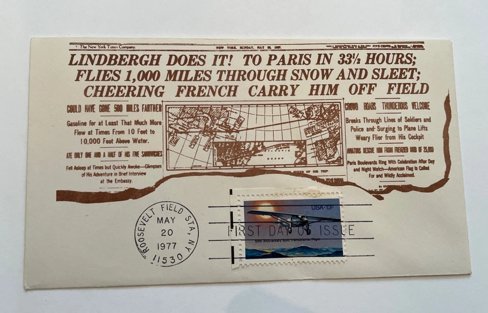 1977 Lindbergh 13c Stamp First Day Covers (2) & Commemoratives (2) - Image 2 of 4