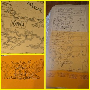 VTG The Mythopoeic Society CS Lewis Narnia Display Map Card LOT Fantasy Art Book