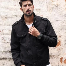 TACVASEN Men's Winter Bomber Jacket XL Black Fleece Cotton Casual Cargo Military