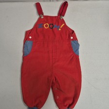 VTG 80s Health-tex Corduroy Overalls 24M Baby Boy Cars Train Zoom As Is Playwear