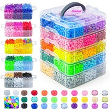 Gionlion 6000 PCS Pony Beads 30 Assorted Colors Includes Glow in the Dark Be...