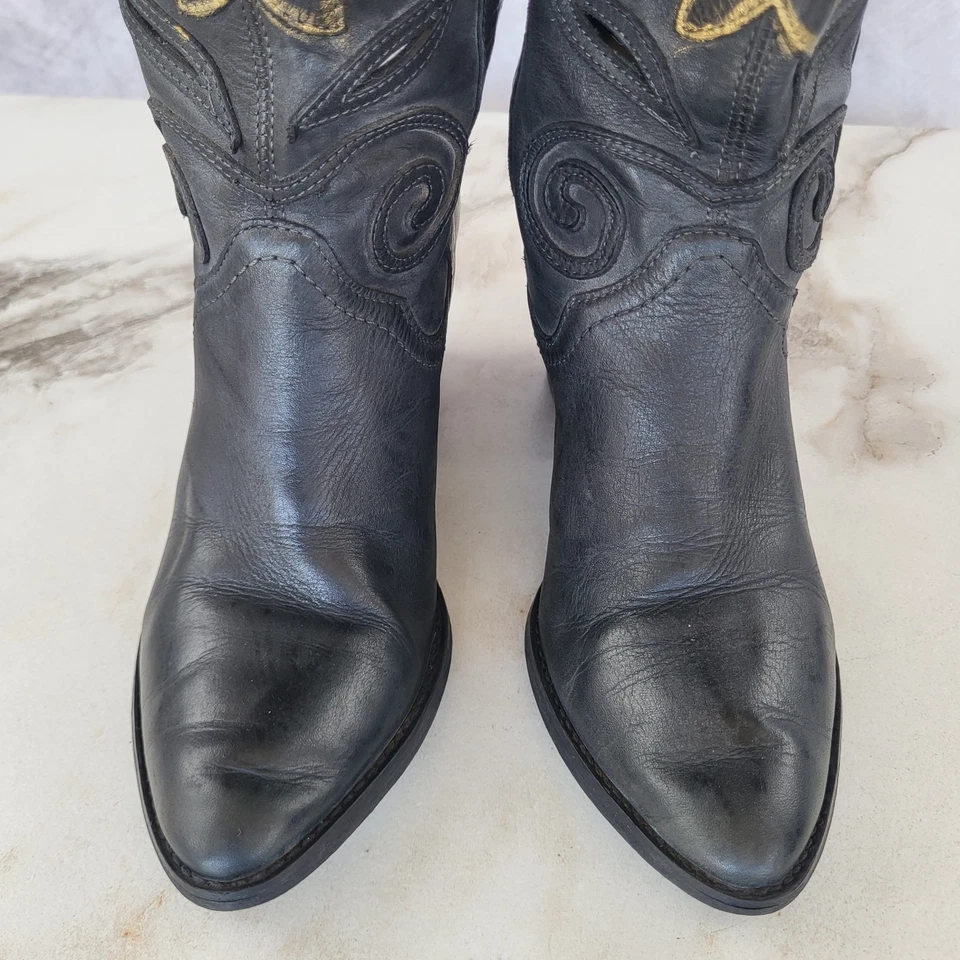 Ковбойская ковбойка Carlos Santana с вышитым цветком черная/золотистая размер 5 M - Изображение 4 из 4