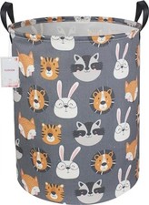 Kids Laundry Basket,Collapsible Fabric Storage Container,Baby 1 Animal Heads