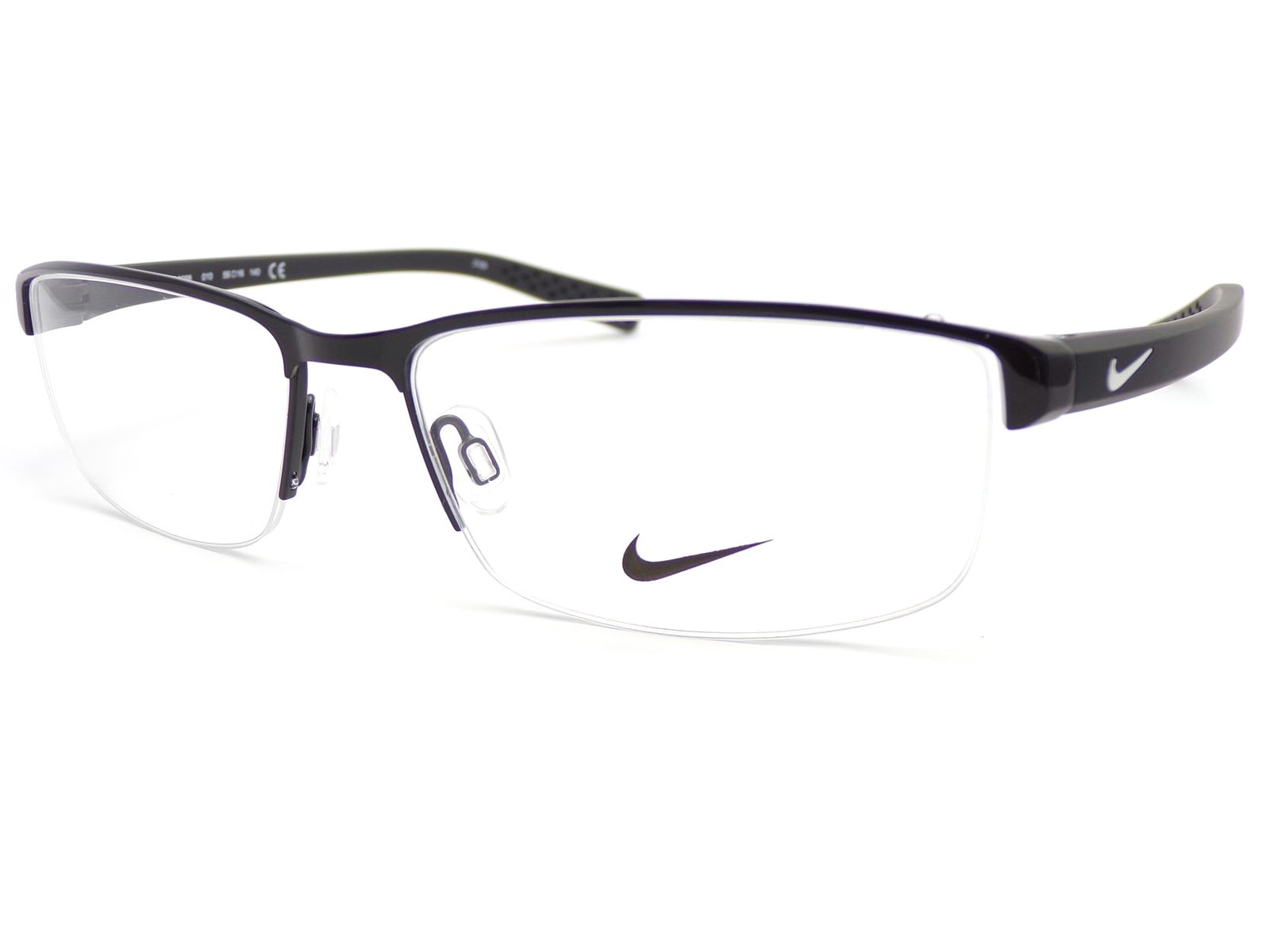 Nike Glasses Frame Black White 56mm Semi Rimless Spectacles 8098 010