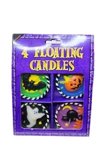 Vintage Amscan 4 Floating Candles Halloween Bat Jack-o-lantern Ghost Black Cat