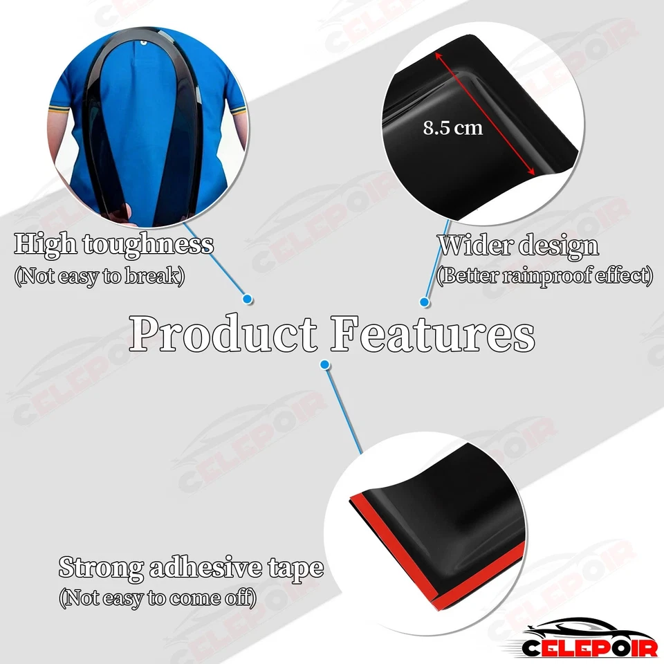 美国适用于 2009 - 2018 年道奇 Ram 1500 2500 3500 Crew Cab 车窗遮阳板防雨罩 — 第 2/3 张图片