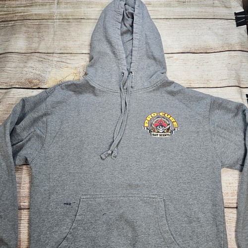 Pro-Cure Bait Scents Hoodie Fishing Outdoors Gray Size Small Stained