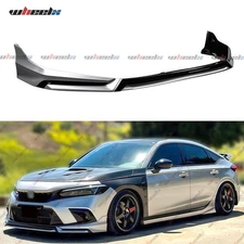 For 2022-24 11th Honda Civic V3 Black Lunar Silver Front Bumper Lip Splitter Kit
