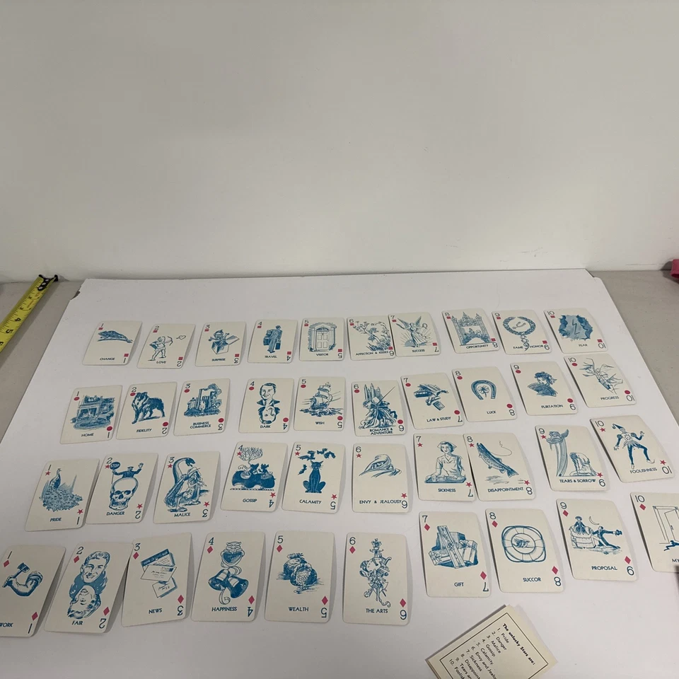 复古 Fortune Telling 卡游戏 E. E. Fairchild 完整卡组 带说明 — 第 2/4 张图片