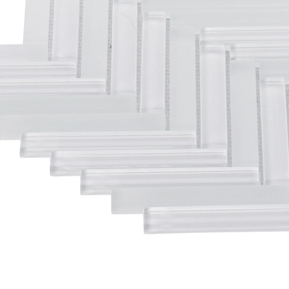 Salpicadero de pared de mosaico de espiga de vidrio de cristal blanco para cocina baño Foto 4 de 4