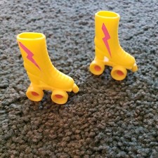 Mattel Barbie Doll Shoes Vintage 1980's YELLOW ROLLER SKATES W/DECALS S