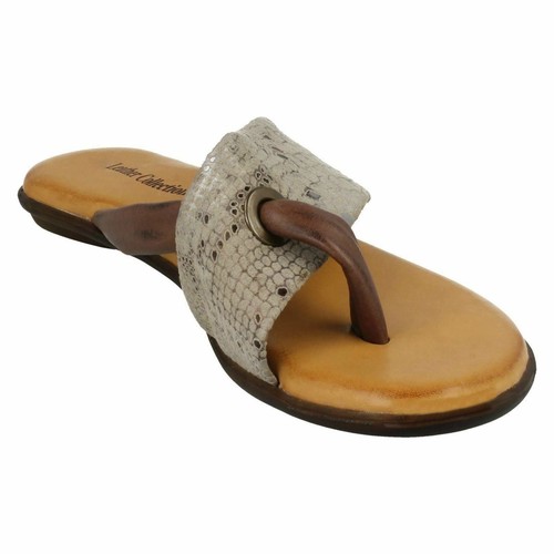 Ladies Leather Collection 'F00128' Casual Toe Post Sandals - Picture 16 of 18