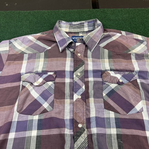 Vintage Wrangler Western Shirt Pearl Snap Striped Men's 2XL Multicolor Plaid - Picture 7 of 10