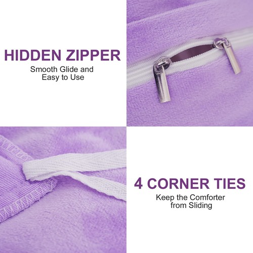 Fluffy Plush Purple Duvet Cover Set Queen Size, Luxury Soft Velvet Fuzzy Comf... - 第 5/6 張圖片