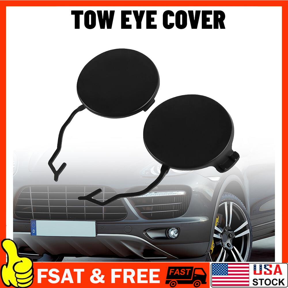 Pair of Rear Bumper Tow Hook Cover Caps for Porsche Cayenne 2011-2014